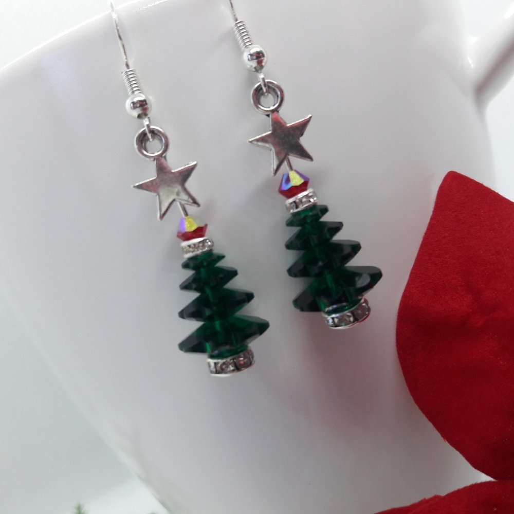 Swarovski Christmas tree earrings
